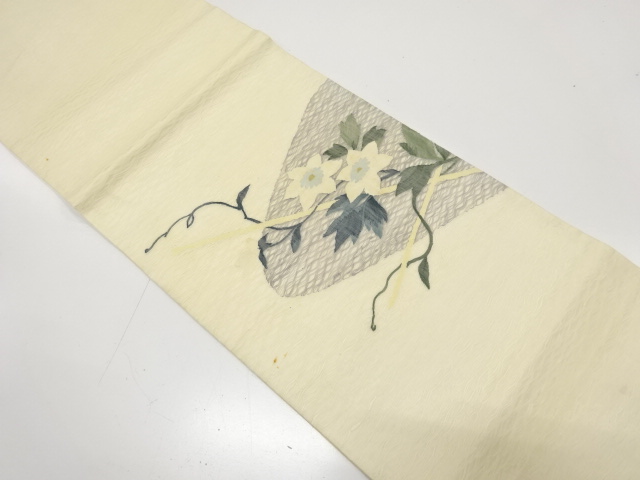 アンティーク　すくい織　鉄仙模様織り出し袋帯（材料）